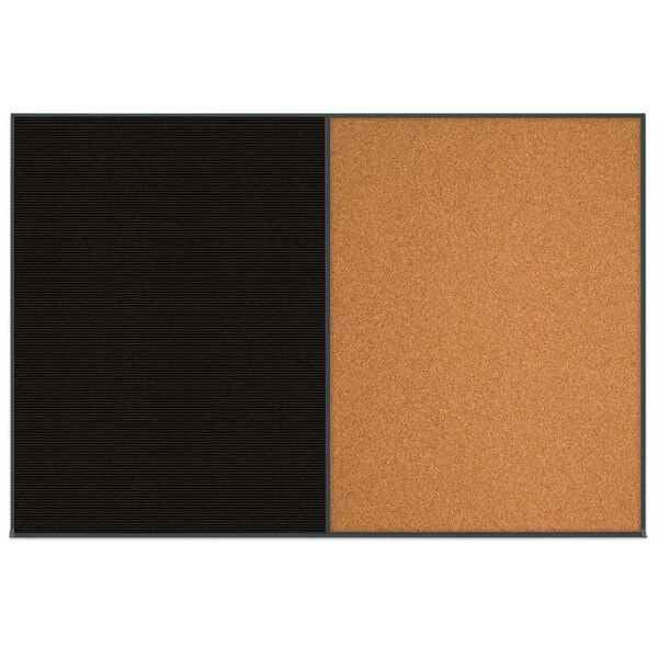 Enclosed Corkboard, 1 Door, 72"x36", 4" Fra, UV3404-BLACK-AMETHY